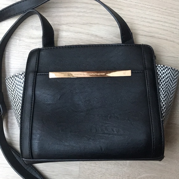 Colette by Colette Hayman Black Shoulder Bag Faux Leather Snake Skin Side - Picture 2 of 5